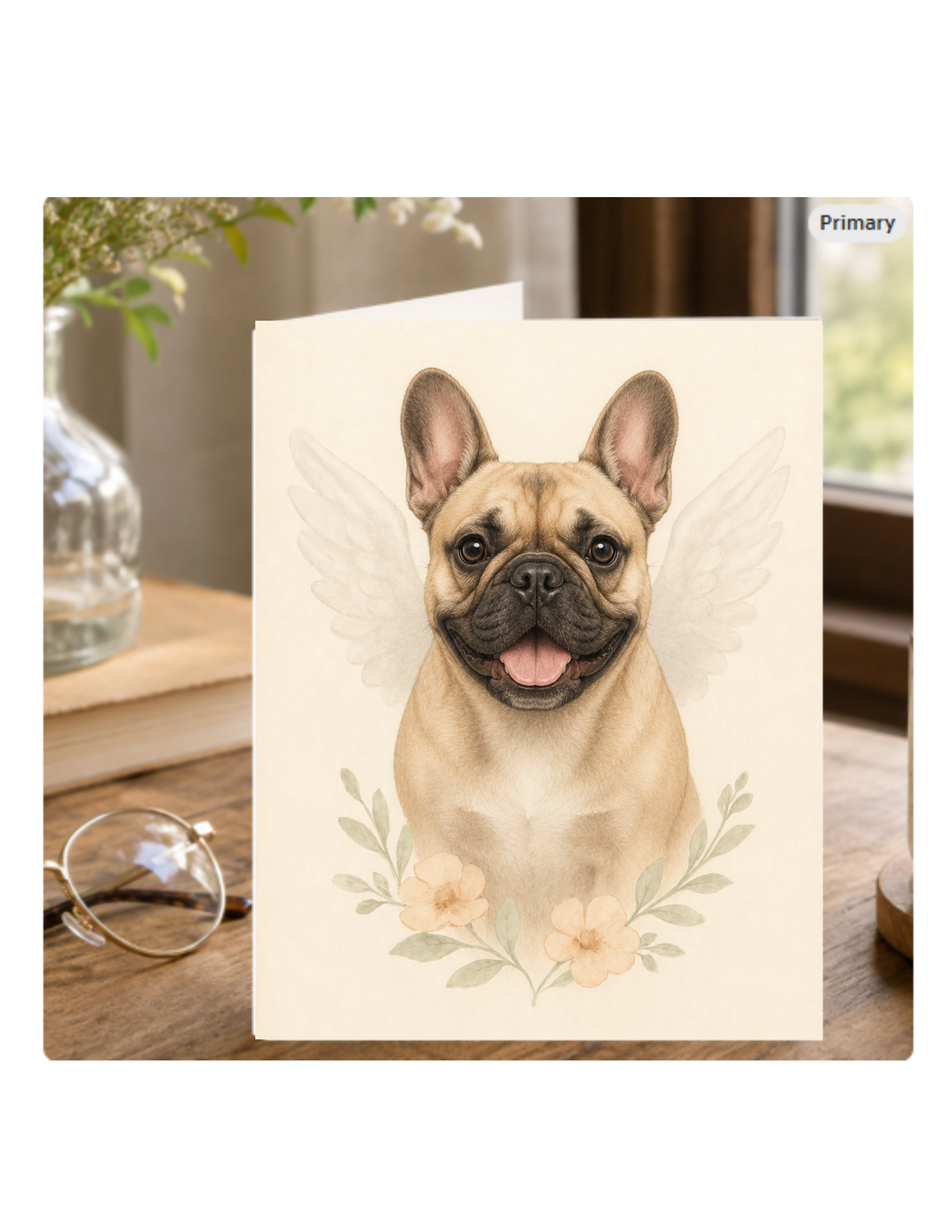 Pet Memorial Notecard — Angel Wings Dog and Cat Sympathy Notecard — Free Shipping Canada