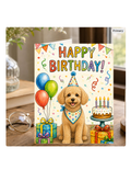 Apricot Miniature Poodle Birthday Card Cute Dog Birthday Notecard Blank Inside Poodle Lover Gift Card