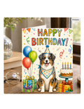 Australian Shepherd Birthday Card – Cute Dog Birthday Notecard, Blank Inside