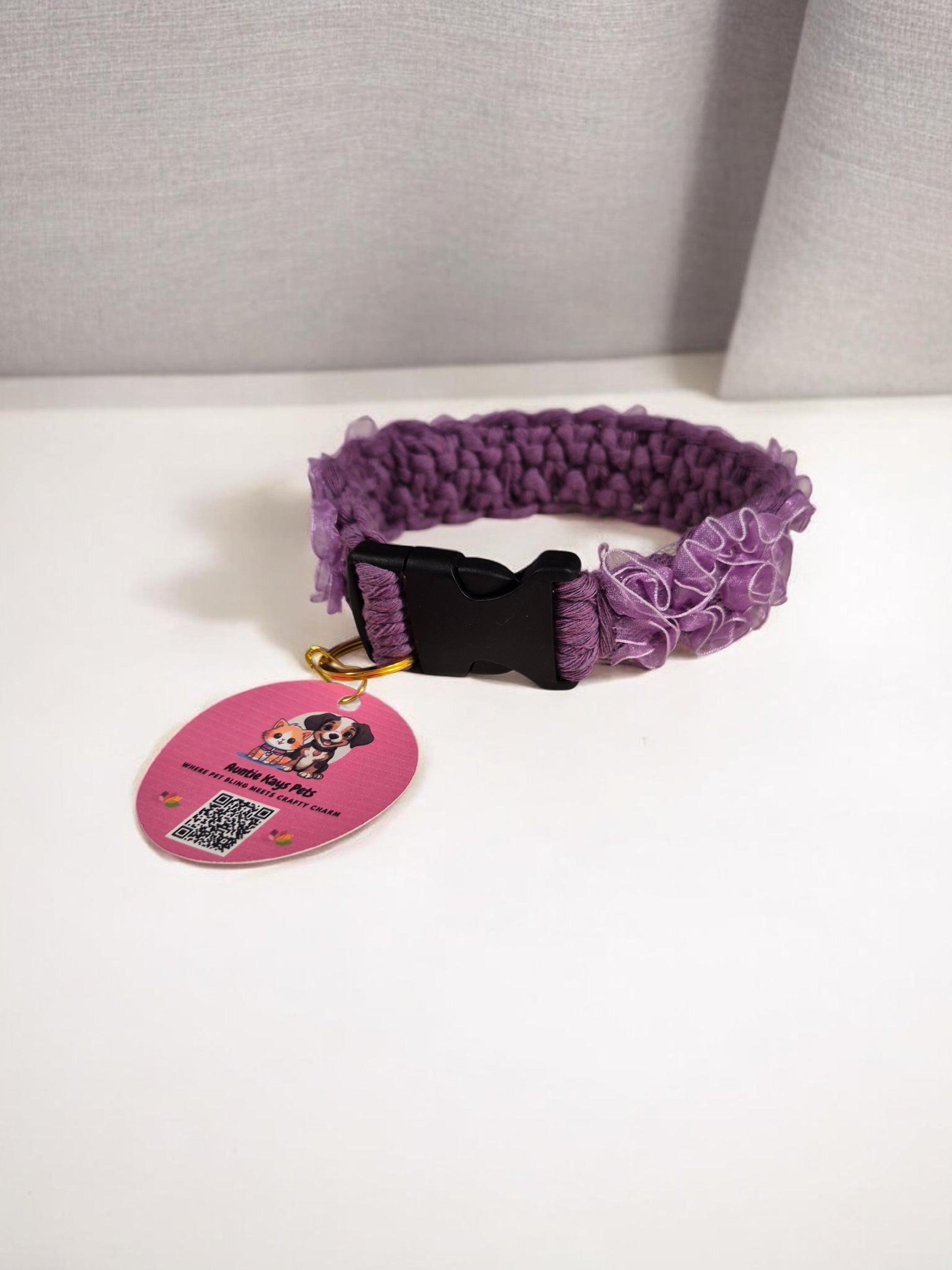 Macrame Dog Collar — Flower Pattern — Handmade Pet Collar for Dogs — Hamilton Ontario Canada