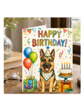 German Shepherd Birthday Card – Cute Dog Birthday Notecard, Blank Inside