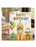 Goldendoodle Birthday Card – Cute Dog Birthday Notecard, Blank Inside