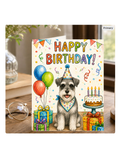 Miniature Schnauzer Birthday Card – Cute Dog Birthday Notecard, Blank Inside