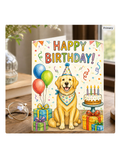 Golden Retriever Birthday Card – Cute Dog Birthday Notecard, Blank Inside