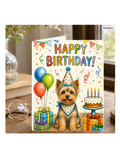 Yorkie Birthday Card – Cute Dog Birthday Notecard, Blank Inside
