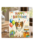 Papillon Birthday Card – Cute Dog Birthday Notecard, Blank Inside