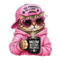 Funny Cat Coffee PNG – Meow Before People Pink Cat Clipart | Commercial Use