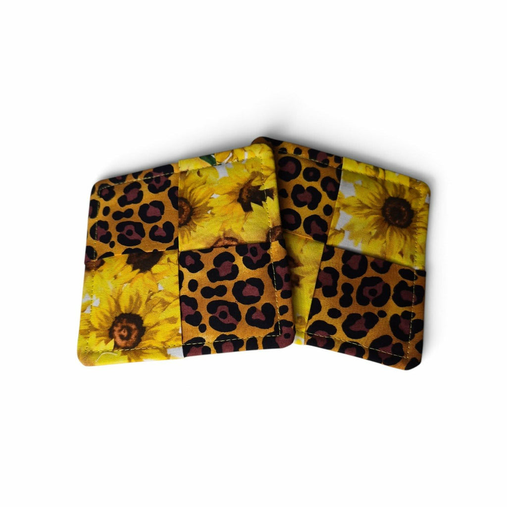 Sunflower Patchwork Mug Rug Coaster Set of 2 — Listing Copy