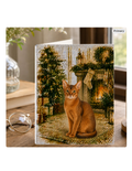 Abyssinian Christmas Notecard – Cozy Fireside Watercolor Design | Single or Multi-Pack