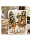 Cavalier King Charles Spaniel Christmas Notecard – Cozy Fireside Watercolor Design | Single or Multi-Pack