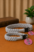 Handmade Macrame Pet Collar – Heather Grey Knot Design | Fixed-Size Dog & Cat Collar