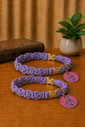Lavender Macrame Dog Collar with Gold Hardware – 16.5 Inch