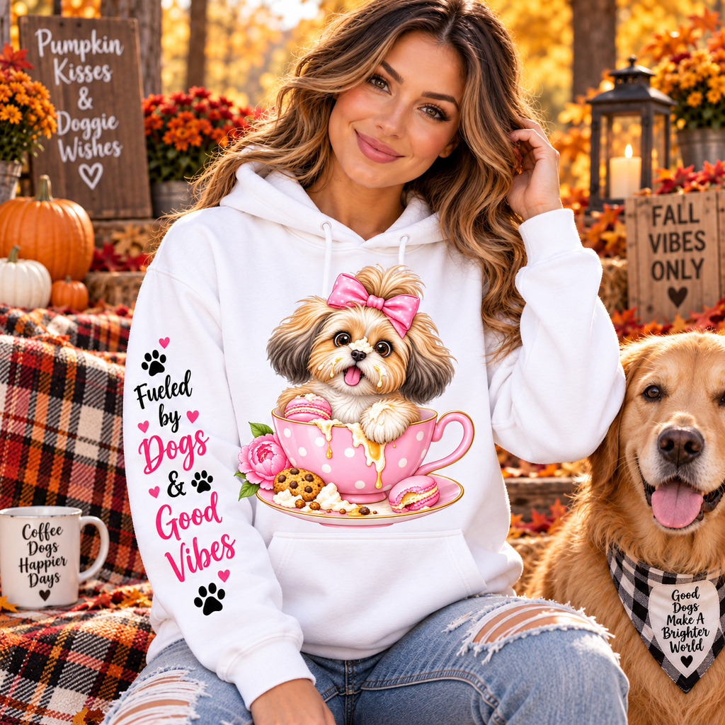 Pink Shih Tzu Teacup PNG | Cute Dog Lover Digital Download for POD & Crafts