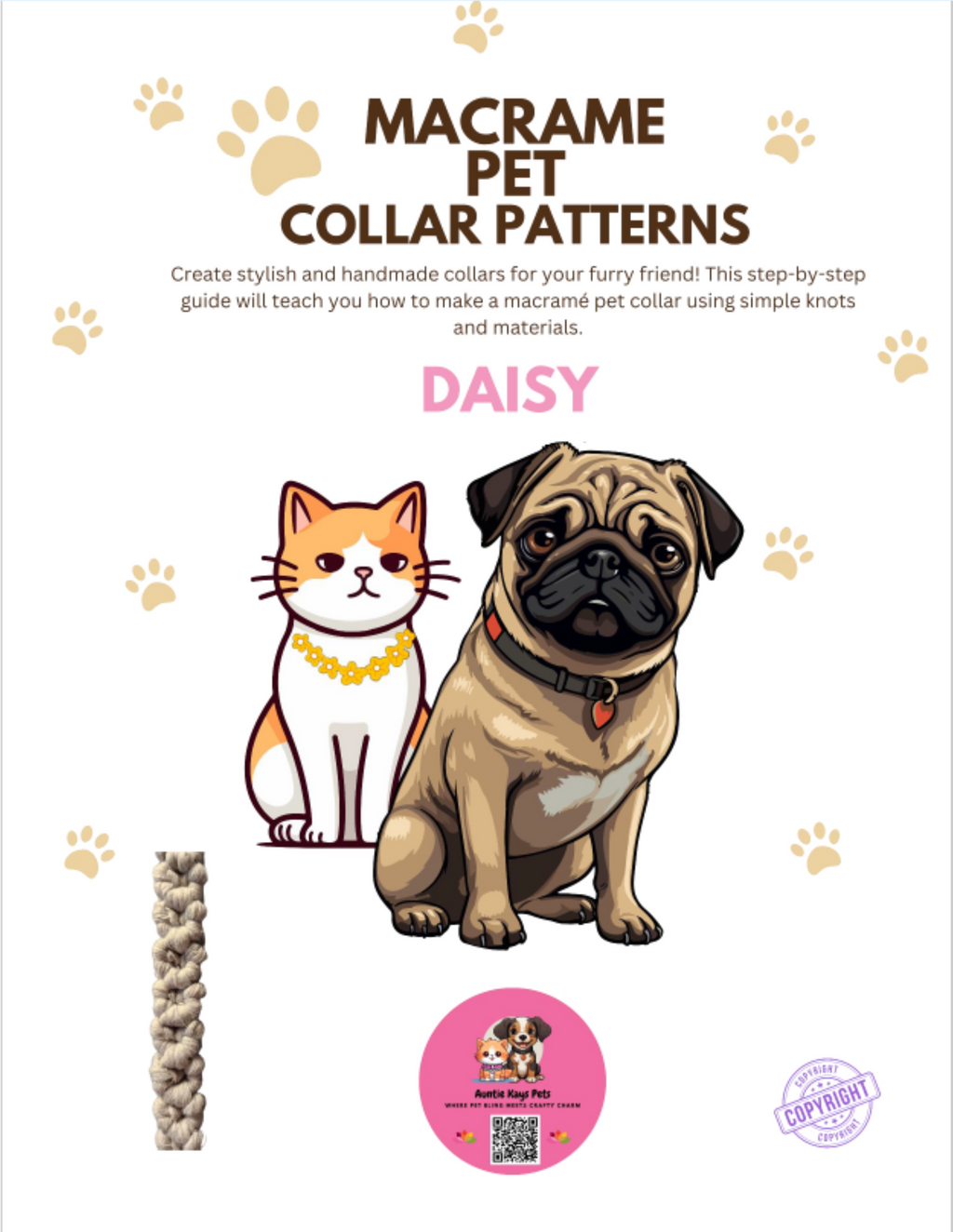 Complete Macrame Pet Collar Pattern Bundle — 7 Patterns — Digital Download — DIY Dog and Cat Collar Patterns