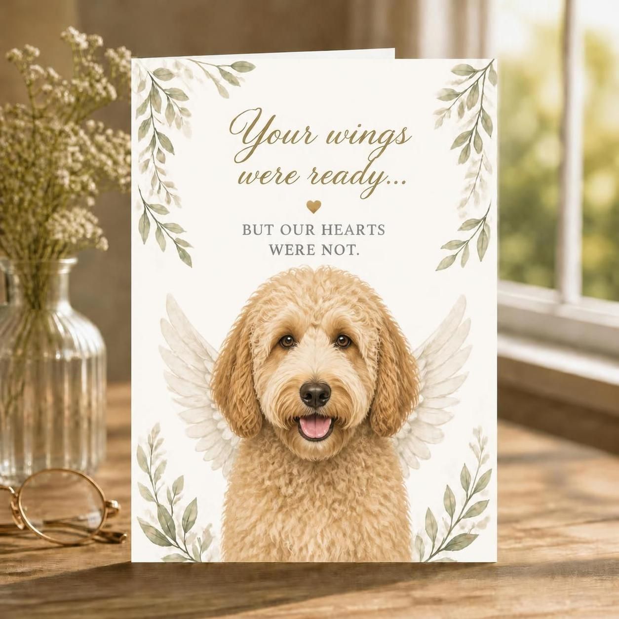 Black Lab Sympathy Notecard — Your Wings Were Ready But Our Hearts Were Not — Pet Loss Card — Dog Memorial Card