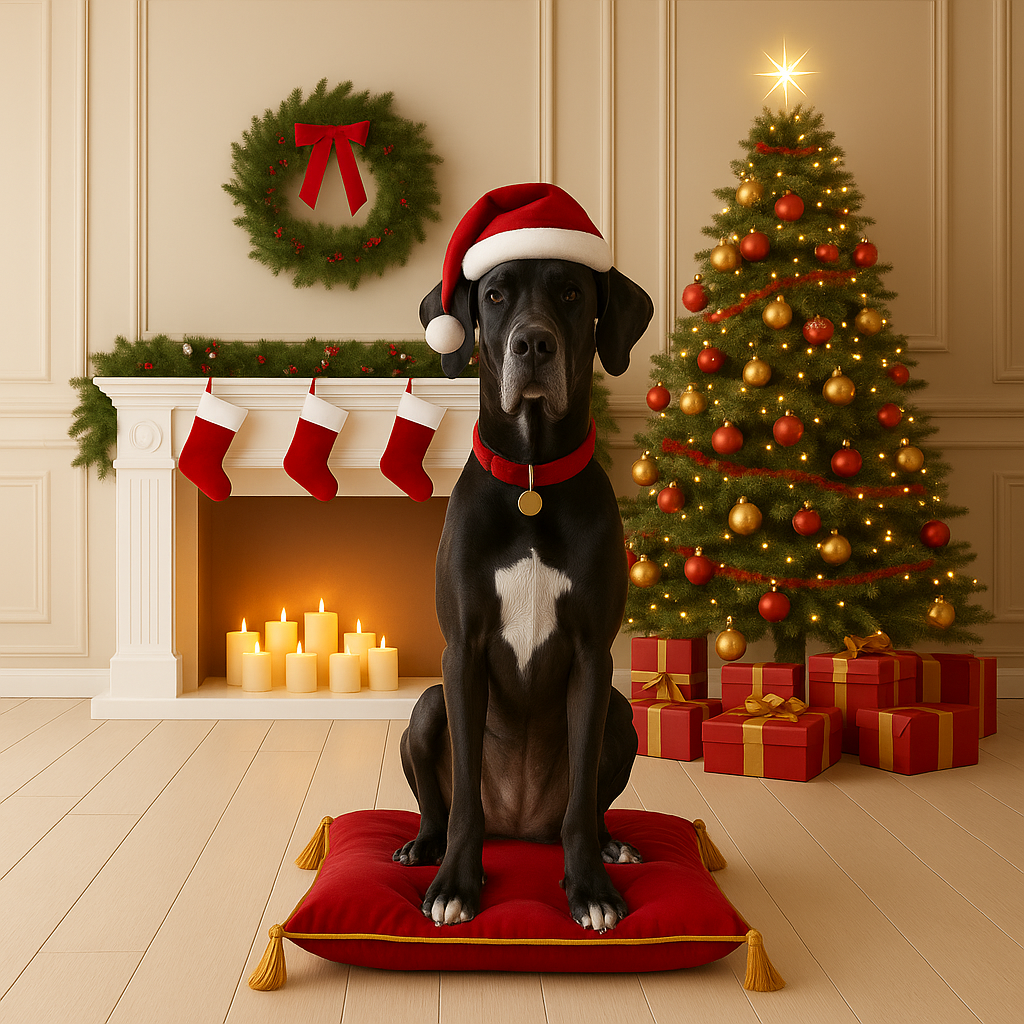 Great Dane Christmas Notecard — Blank Inside Holiday Card for Dog Lovers