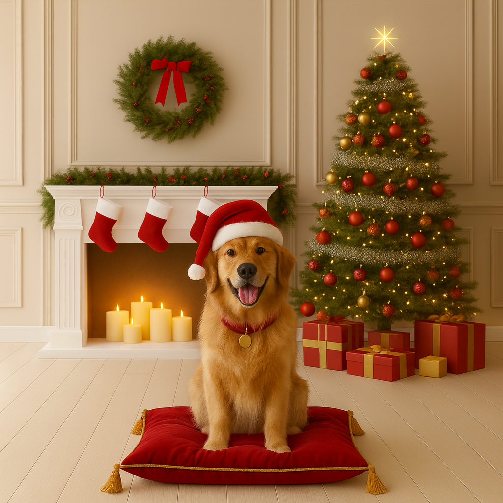 Golden Retriever Christmas Notecard for Dog Lovers — Handmade Holiday Notecard Gift for Dog Mom or Dad