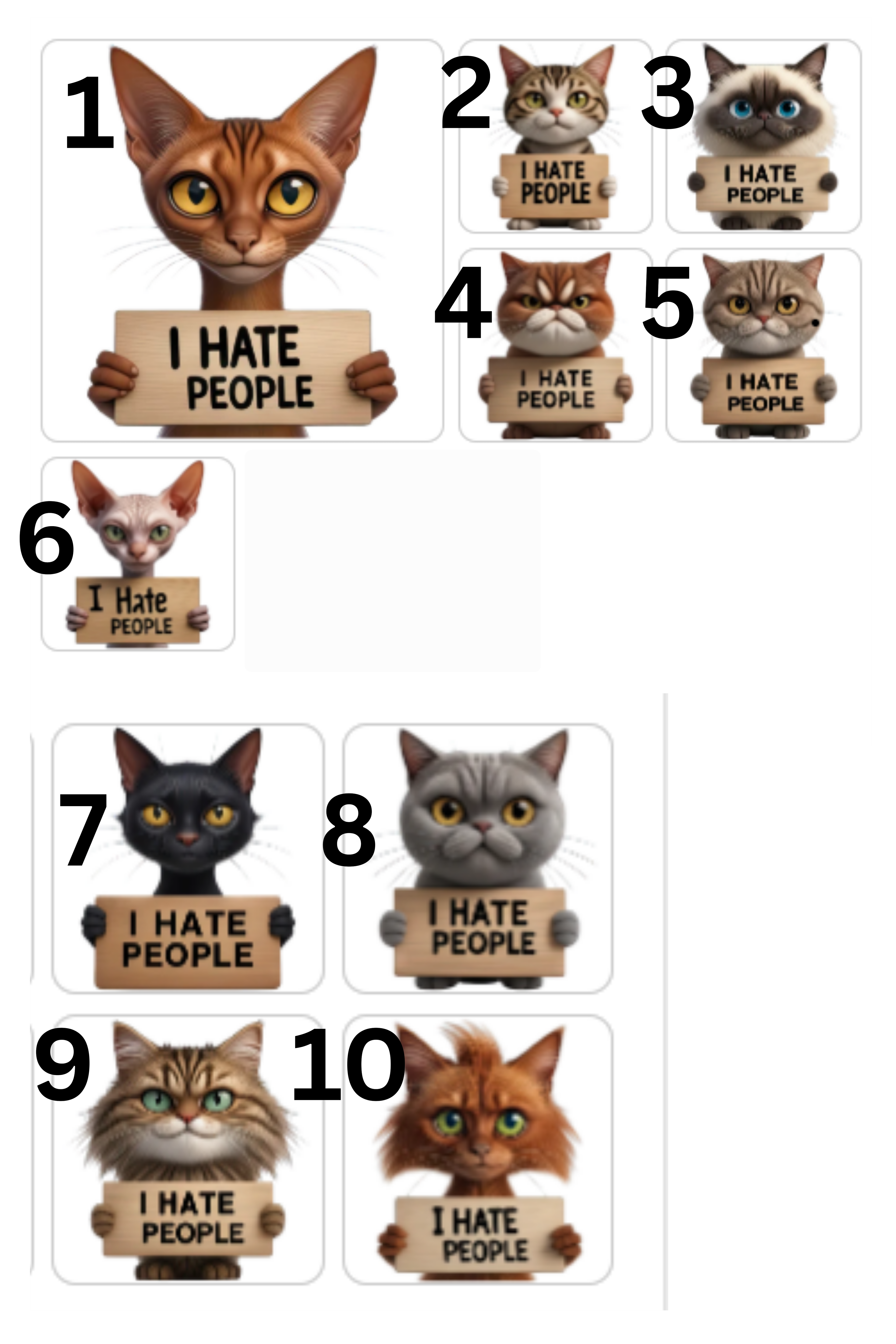 Funny Cat Notecard — "I Hate People" | Blank Inside | Single Card or Set