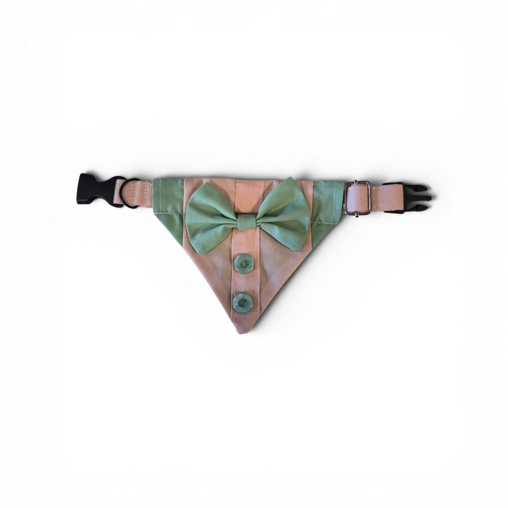 Dapper Dog Wedding Bandana Set — Custom Tuxedo Bandana and Matching Collar for Dogs — Made to Order