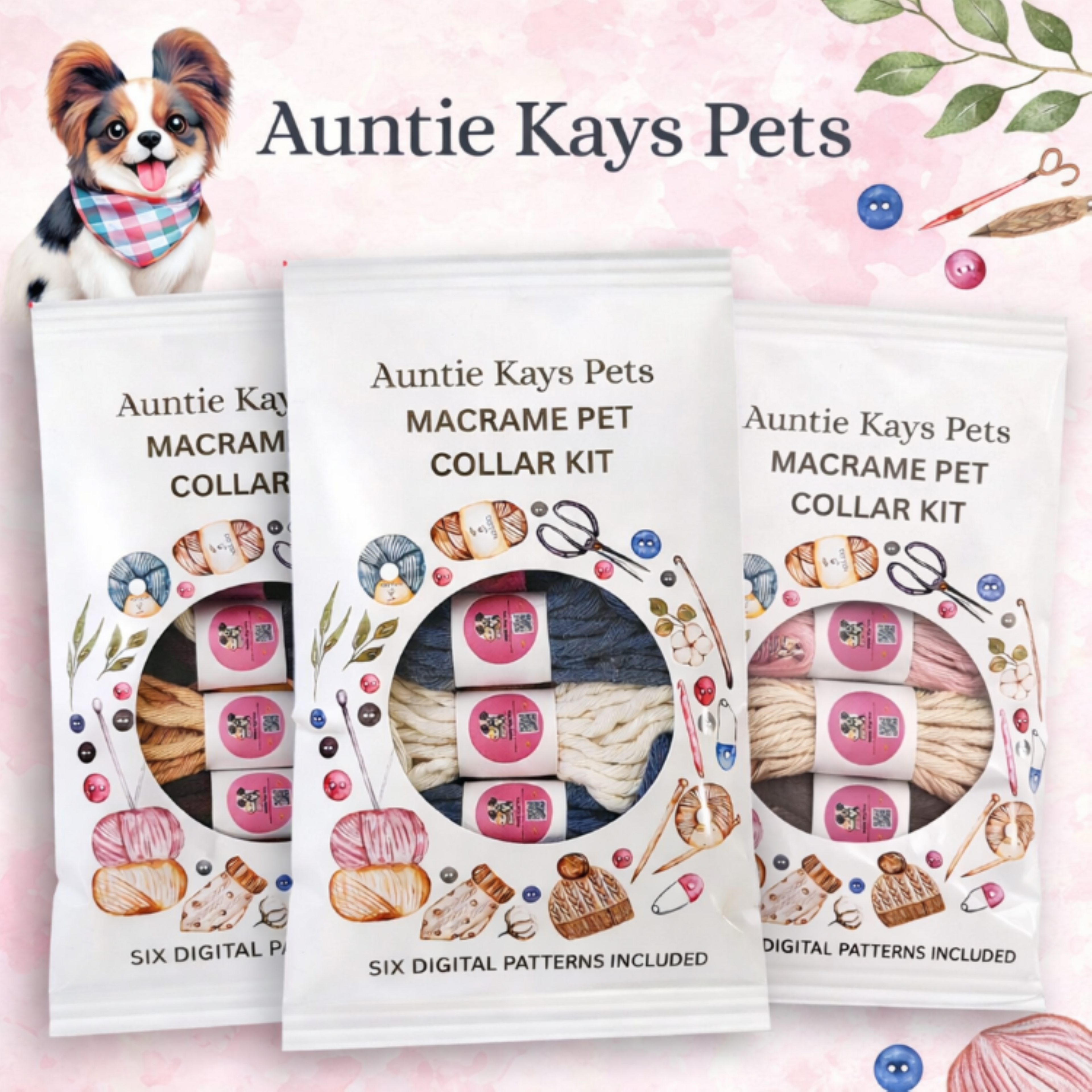 Macrame Pet Collar Kit — DIY Dog Collar Kit for Beginners — Free Shipping Canada