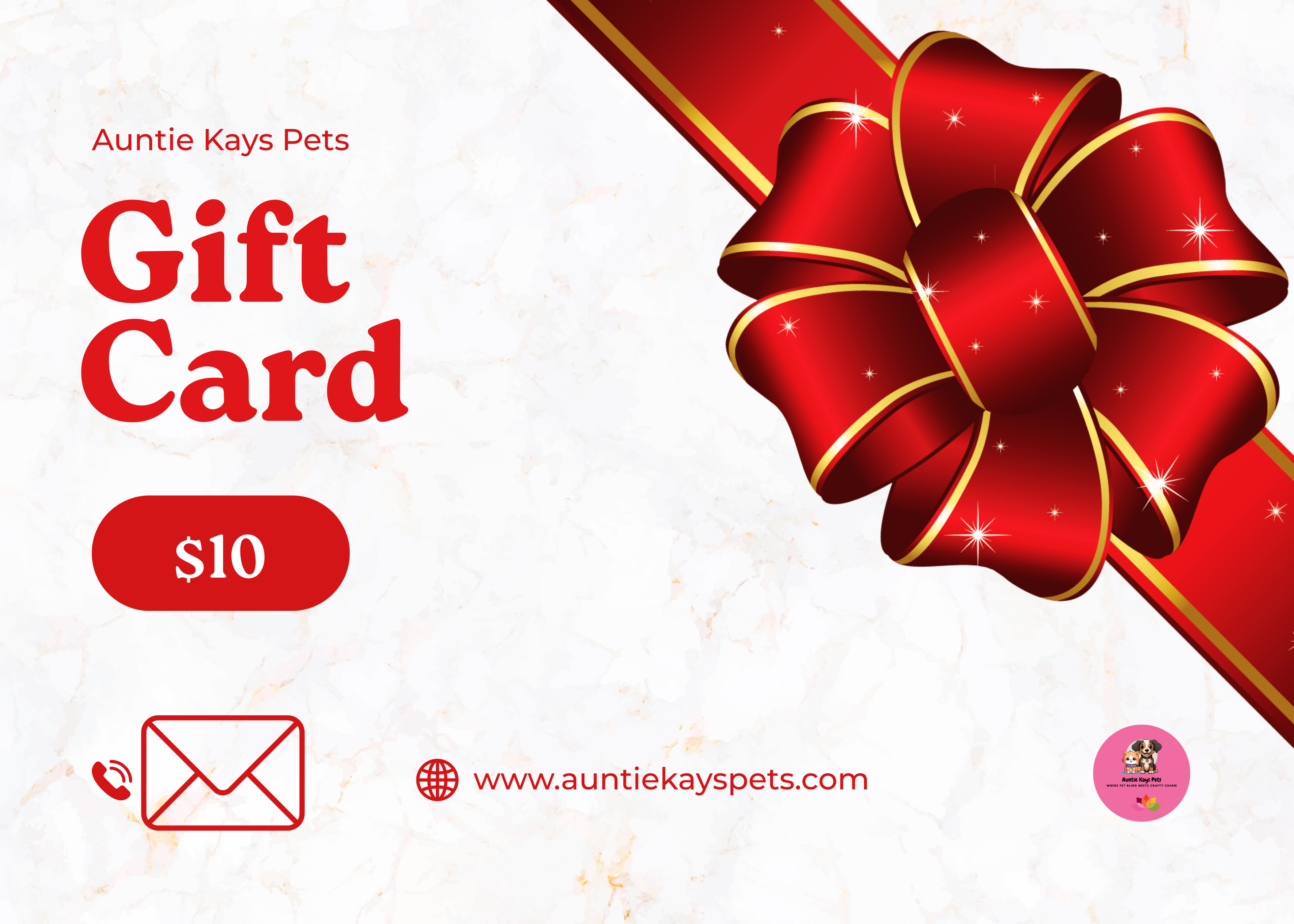 Christmas Gift Card for Pet Lovers – Auntie Kays Pets Digital Gift Card $10