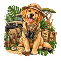 Golden Retriever Safari PNG, Adventure Dog Clipart, Travel Puppy Sublimation, Dog Lover Digital Download, Commercial Use